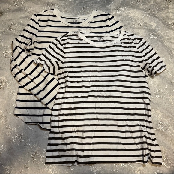 GAP Organic Cotton Stripe Tee Bundle – Size Small (Long + Short Sleeve) - Picture 1 of 5